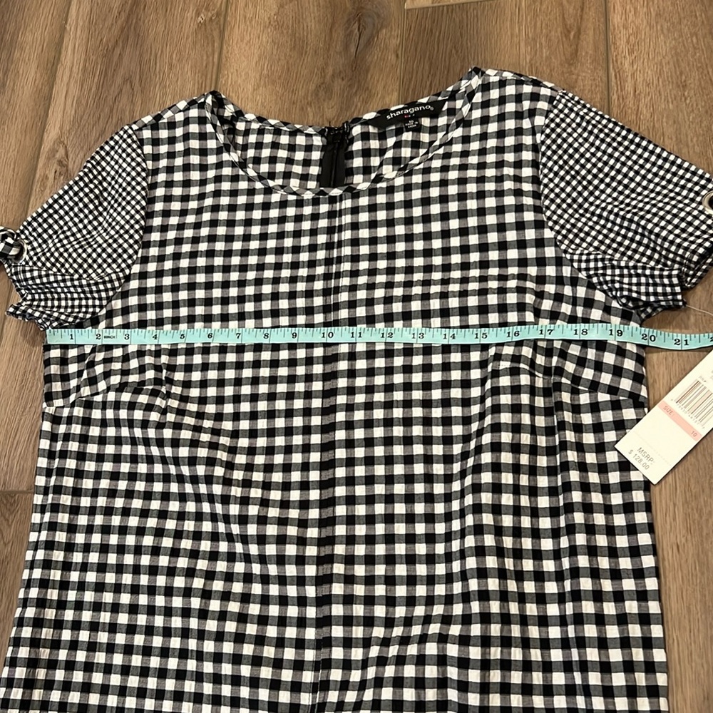 NWT Sharagano Grace Gingham Dress Size 10 Black/White Checkered Classic - Picture 10 of 16